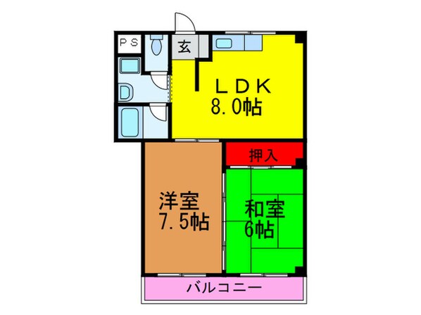 ビ－トル山本北Ａ棟の物件間取画像